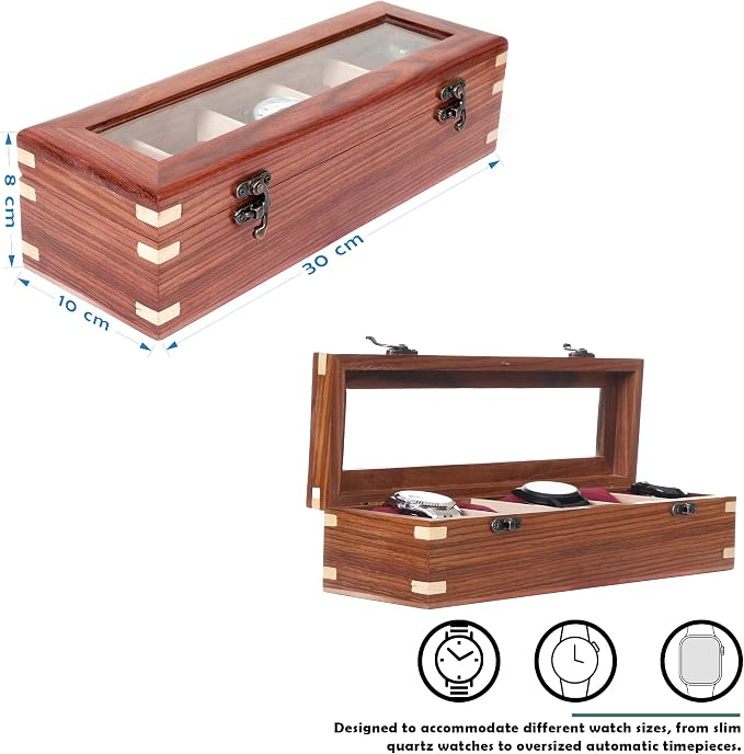 Wooden Watch Box for Men & Women, Watch Organizer & Display Case, Premium - Image 8