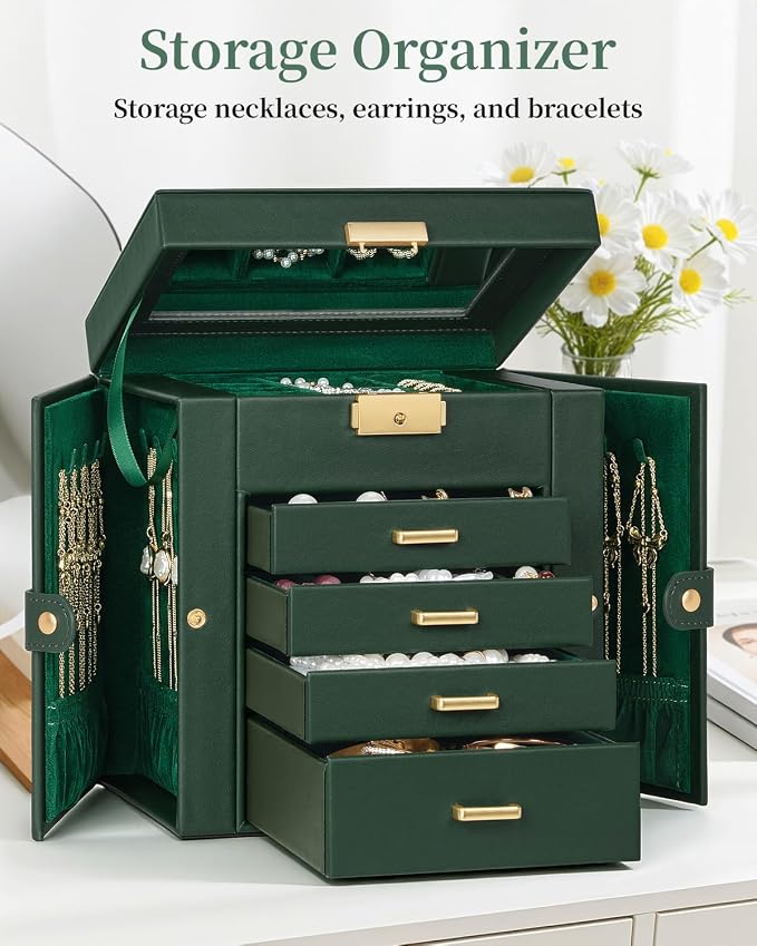 TORIBIO Jewelry Box for Women, Leather Jewelry Organizer - Image 3
