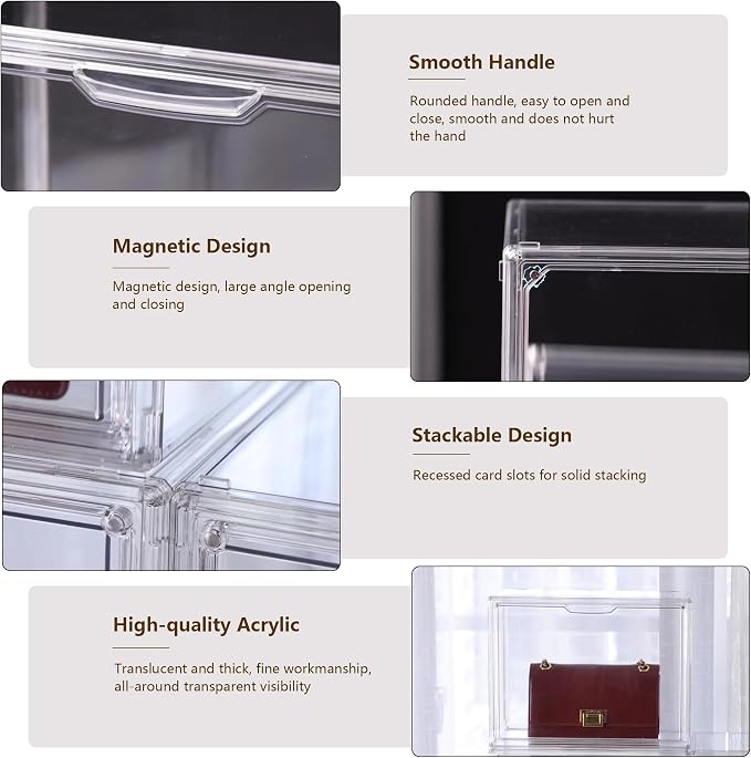 Purse Organizer for Closet, 5 Pack Clear Acrylic Display Case for Purse Handbag - Image 3