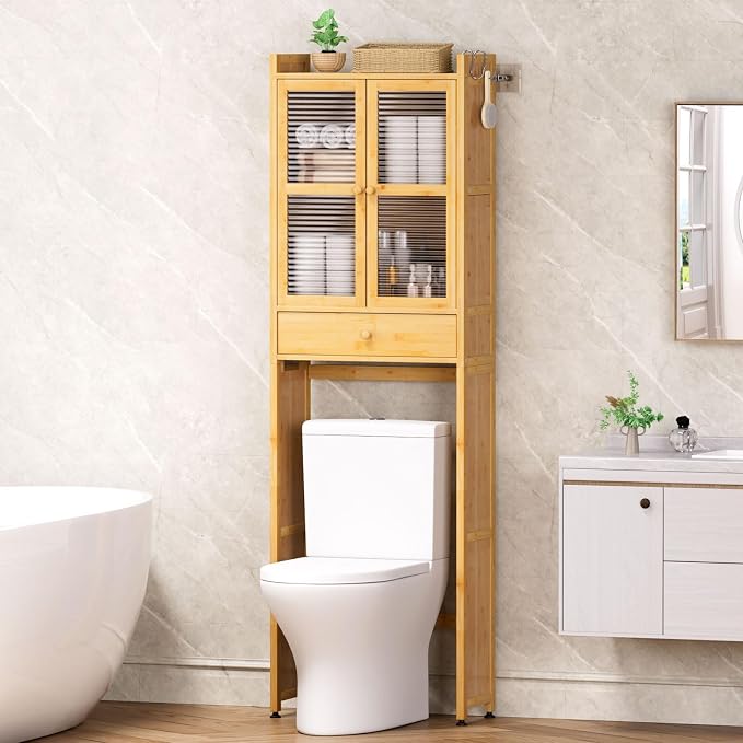 Over The Toilet Storage Cabinet: Bathroom Organizer Shelf by Cozivolife