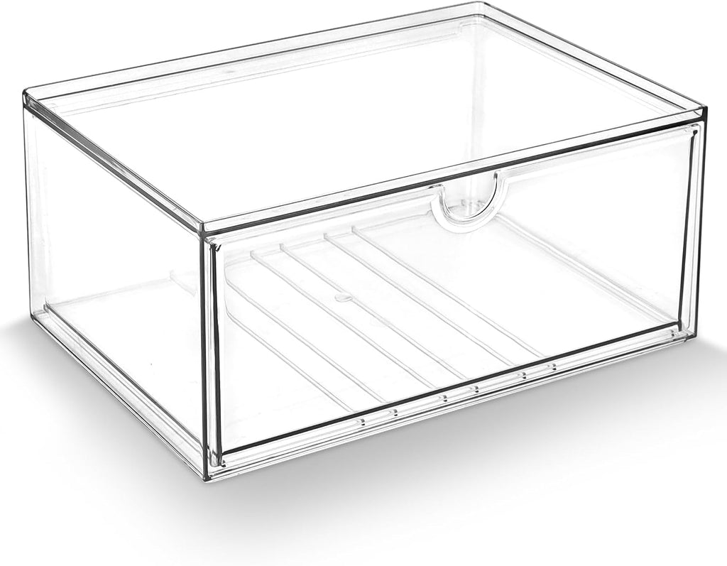 Prsildan Acrylic Makeup Organizer Stackable Clear Storage Drawers for
