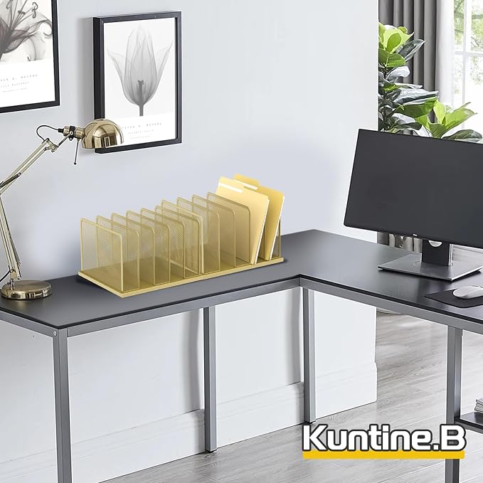 Kuntine.B Desk File Organizer Upright Mesh Desktop Organizer File Sorter Office - Image 5
