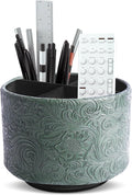 lizimandu Round Leather Art Supply Organizer, Remote Control Holder, 360 Degree by LIZIMANDU