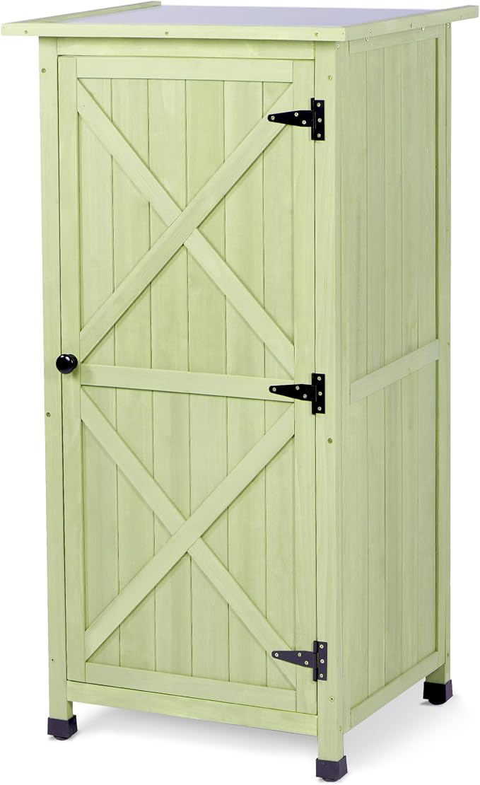 Wooden Outdoor Storage Cabinet, Vertical Garden Tool Shed by FTCBNet