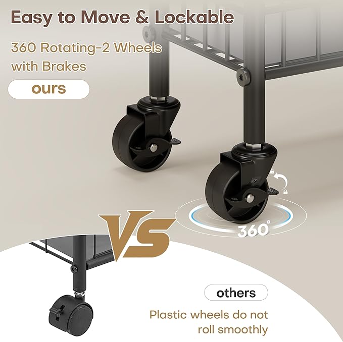 Slim Rolling Storage Cart with Wheels, Metal 6 Tier Mobile Shelving Unit - Image 4