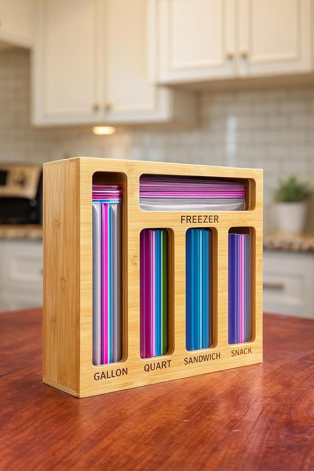 Food Storage Bag Organizer for Kitchen Drawer — Bamboo Plastic Bag