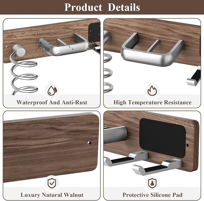 Tindbea Hair Dryer Holder Curling Iron Holder Flat Iron, Blow Dryer Holder Wall - Image 4