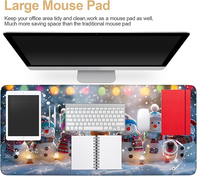 Large Mouse Pad, Snowman Christmas Desk Mat, Extended Gaming Mouse Pad - Image 6