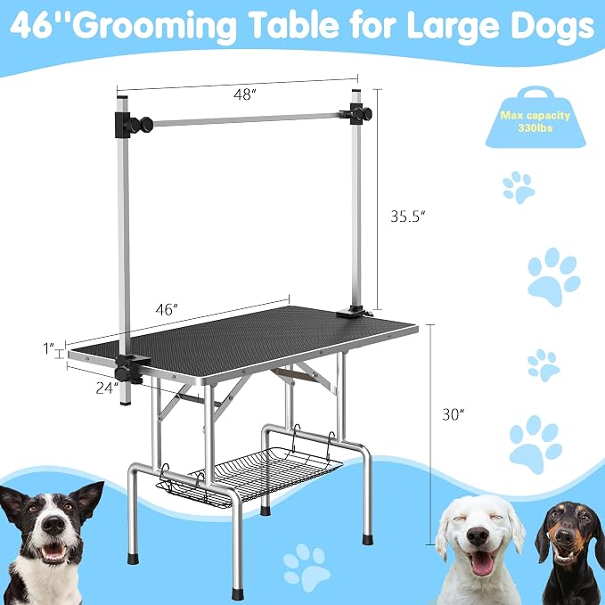 Lyromix 46''Large Dog Grooming Table, Adjustable Cat Drying Desktop - Image 6