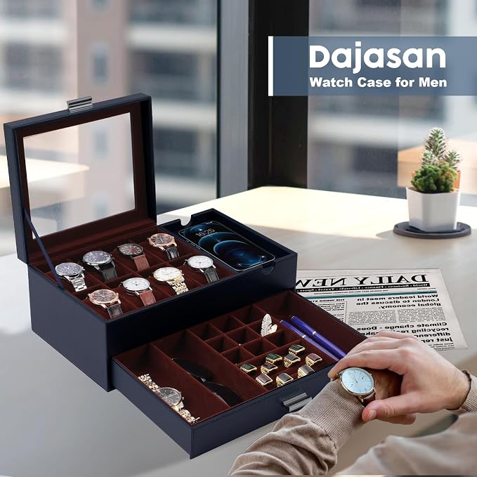Dajasan Watch Box, Watch Case for Men, 8 Slot Watch Display Case - Image 8