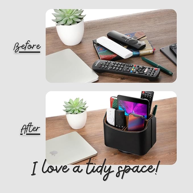 Remote Control Holder, Spinning Desk Organizer, Nightstand Bedside Caddy - Image 4