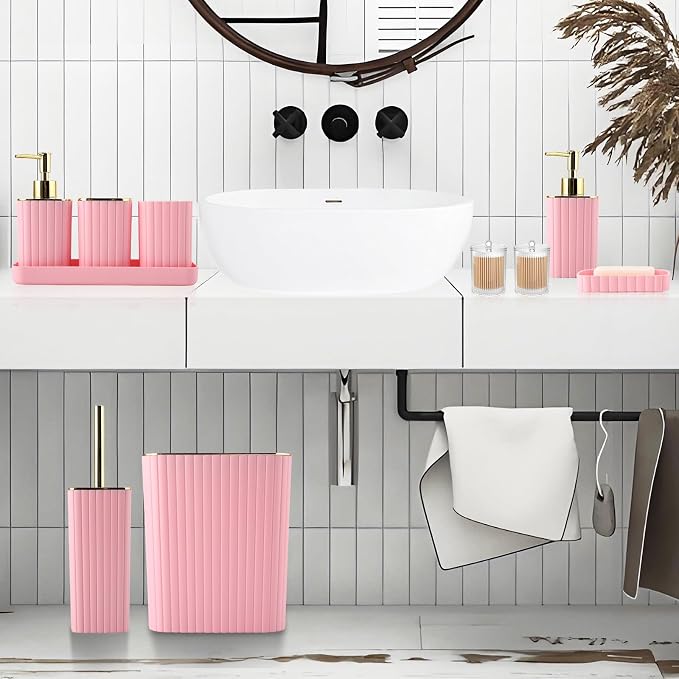 Pink Bathroom Accessories Set - Image 2
