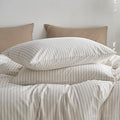 MooMee Bedding Pillowcases Striped Pack of 2 100% Washed Cotton Linen Like by MOOMEE