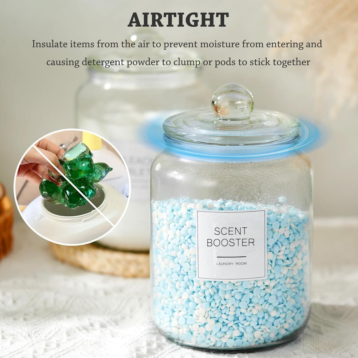 FyndraX Laundry Pods Glass Jars - Half Gallon Airtight Containers with
