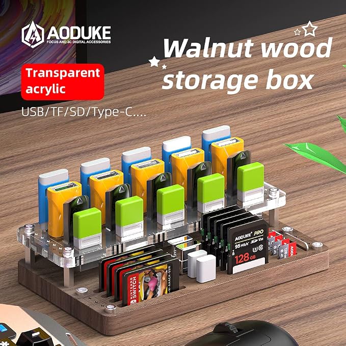 Wooden Memory Card Case for TF, Micro SD Cards and USB Drives - Image 5