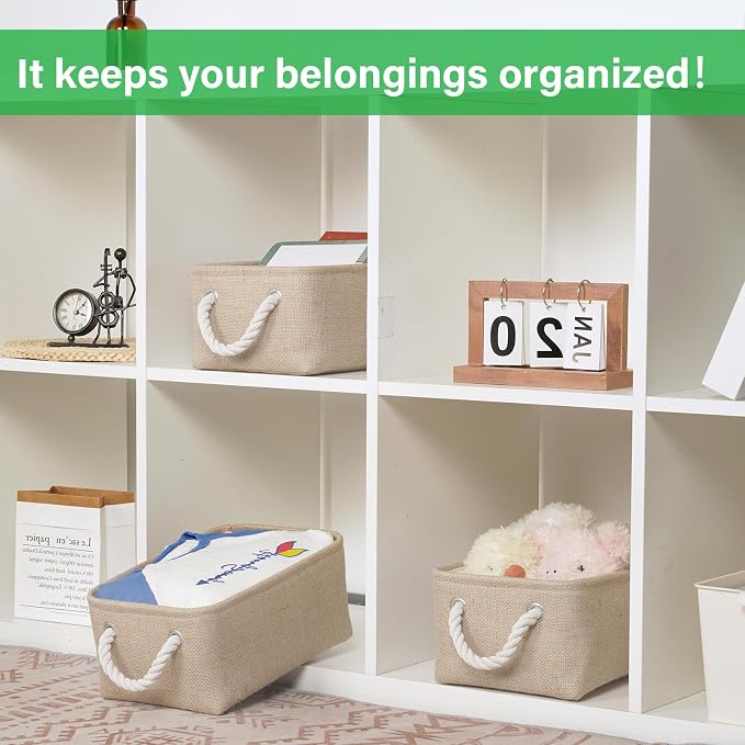 Bidtakay Small Storage Baskets for Shelves 3 Pack Fabric Storage Bins for - Image 2