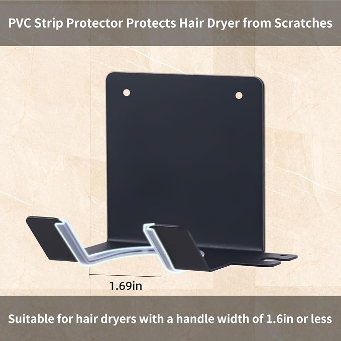 Hair Dryer Holder, Blow Dryer Holder Wall Mounted Hair Tool Organizer Self - Image 3
