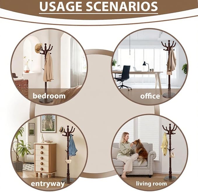 Solid Wooden Coat Rack Stand, Coat Racks Freestanding - Image 7