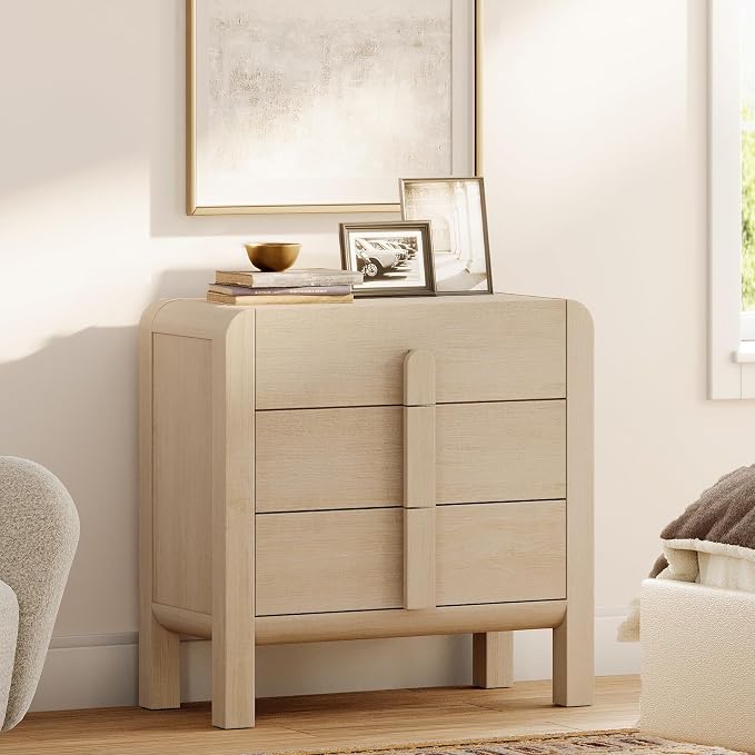 WAMPAT 3 Drawer Dresser for Bedroom, 31.5" Wide Mid Century Modern Wide Chest by WAMPAT