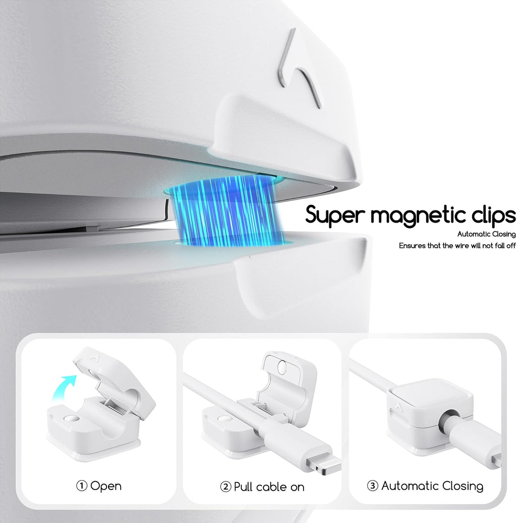 8 Pack Cord Organizer Holder, One-Hand Magnetic Cable Clip for Desk
