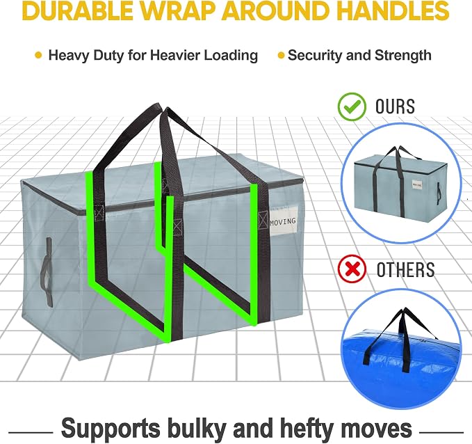 VENO 8 Pack Moving Bags, Upgraded Heavy Duty, Moving Boxes Alternative - Image 4