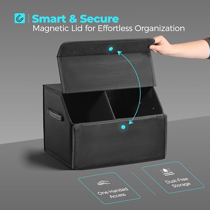 Car Organizers for Trunk for Suv Sedan, Leather Storage Box, Magnetic Lid - Image 4