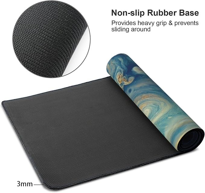 Spectacular Cosmic Planets Large Mouse Pad, Vintage Aesthetic Gaming Desk Mat - Image 4