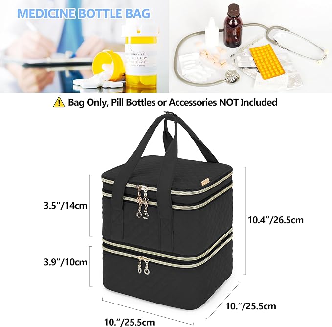 Yarwo Pill Bottle Organizer Storage Bag, 3 Layers Medicine Travel Case Empty - Image 6