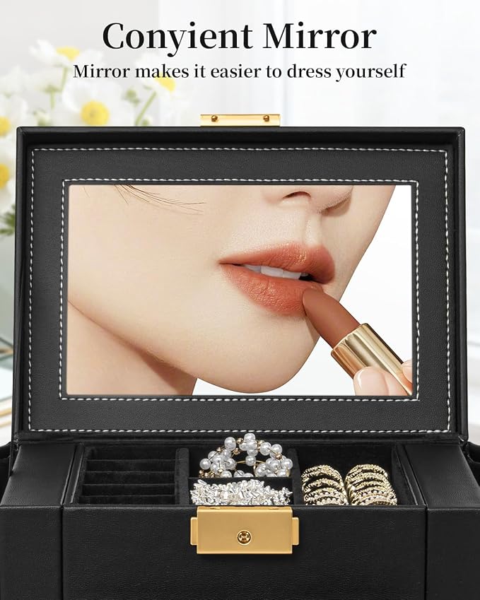 TORIBIO Jewelry Box for Women, Leather Jewelry Organizer - Image 6