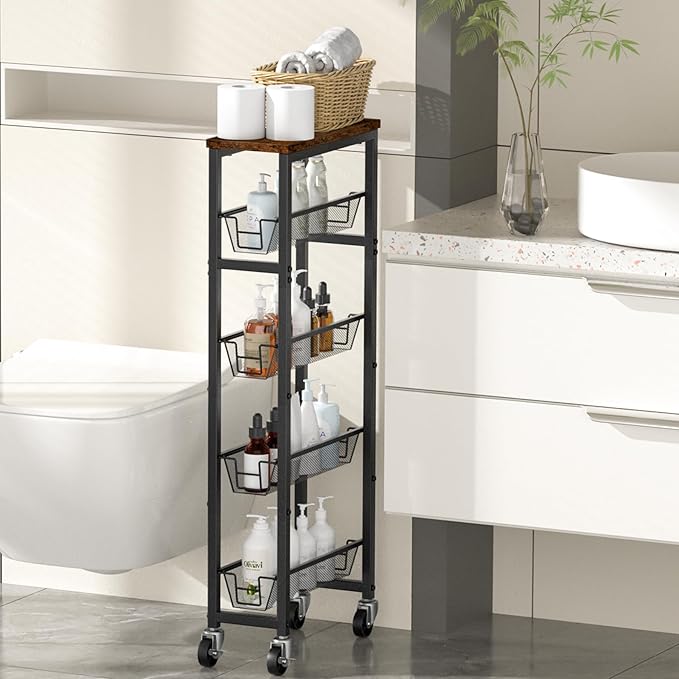 Honest Slim Storage Cart 4-Tier Slim Rolling Cart - Image 6