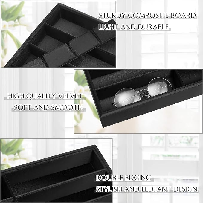 Amylove 2 Pcs Sunglass Organizer Trays Glasses Stackable Jewelry Trays Sunglass - Image 3