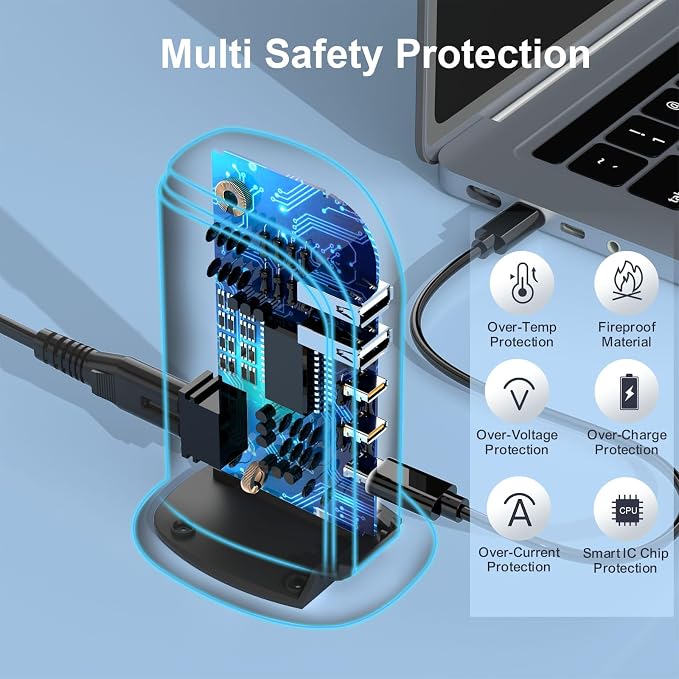 Type C Charger for Multiple Devices, Upoy USB C Fast Charging Station 100W Total - Image 5