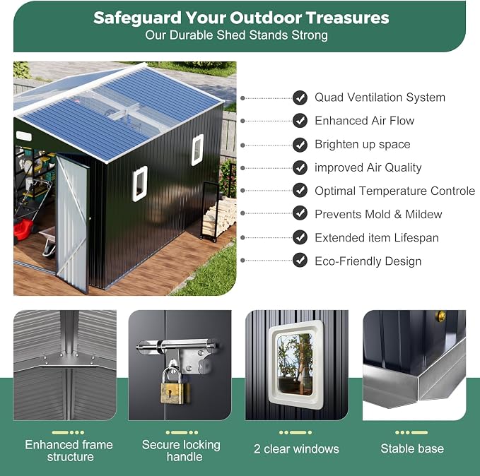 ​​10x12 Metal Shed with Floor Frame Kit & Reinforced Construction - Image 5