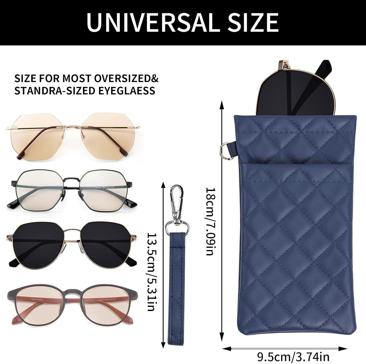 Double Eyeglass Case Soft Dual Glasses Case for Women Men Travel