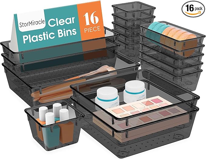 16 PCS Drawer Organizer Set, 5 Varied Size Bathroom and kitchen Drawer cabinet by StorMiracle