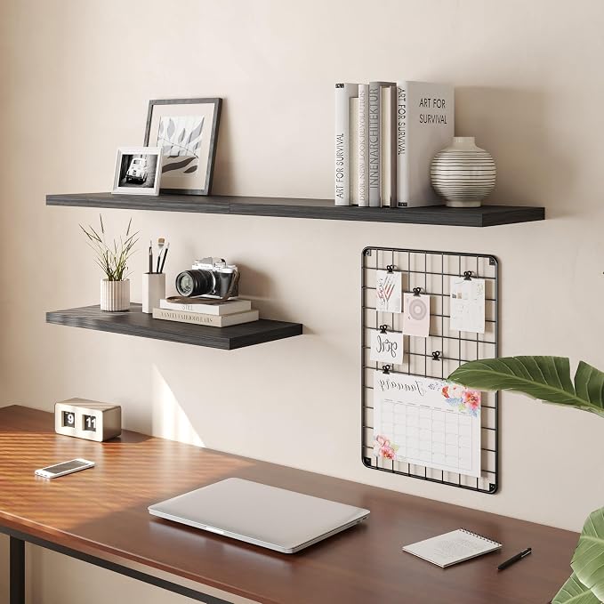 Wall Shelf Set of 3, Dark Wood Floating Shelves 30 in W x 10 in D x 1 in H - Image 7