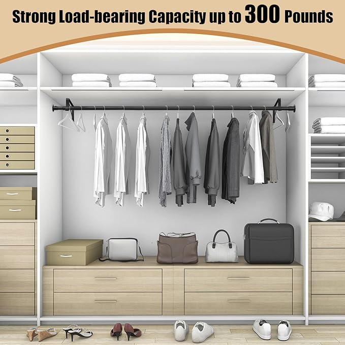 Closet Rod, 16 to 75 Inch Heavy Duty Adjustable Clothes Rod - Image 6