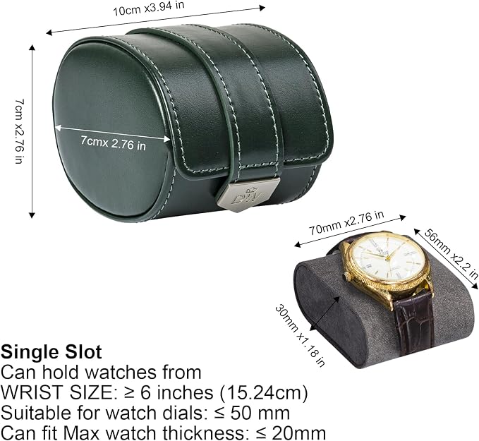 DUKWIN Watch Roll, Vegan Leather Travel Single Watch Case Organizer - Image 2