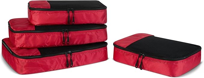 Amazon Essentials 4-Piece Packing Cubes Travel Accessories Set, Luggage by AmazonEssentials