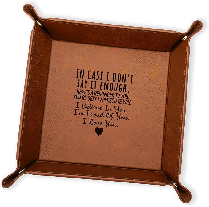 Personalized Valet Tray for Men, Best Husband Ever, 5 Design Option, PU Leather by YayPersonalizedGifts