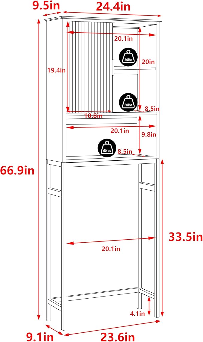 BlueWish Over The Toilet Storage Cabinet, Bamboo Over Toilet Storages - Image 3