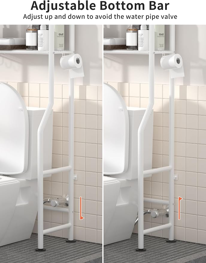 3-Tier Over The Toilet Storage, Freestanding Metal Bathroom Shelves - Image 4