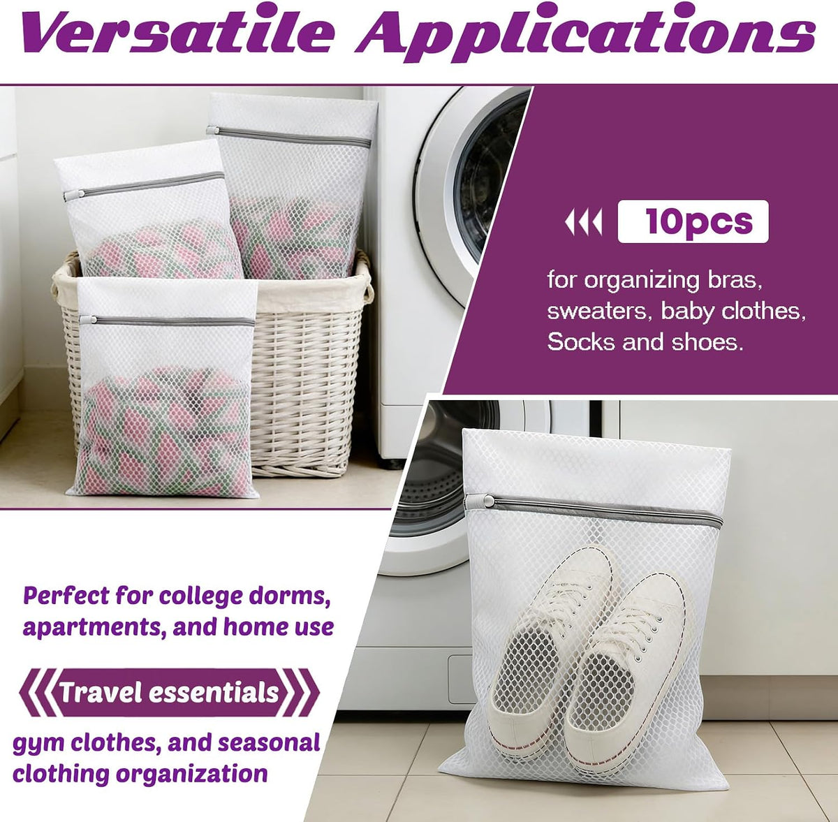 10 Pcs Laundry Bags Mesh Wash Bags, Premium Durable Double-Layer