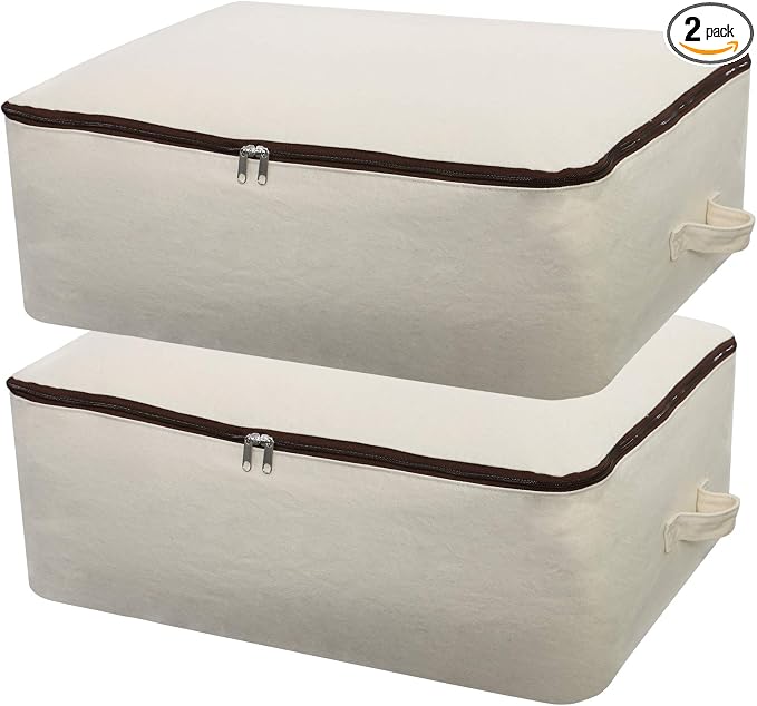 2PCS Canvas Storage Bag, 12OZ Thick Soft Breathable Closet Organizer by Omygarden