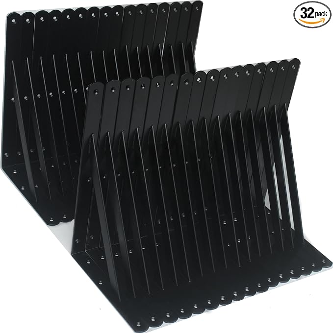 32 Pack L12 x H 8" Black Heavy Duty Shelf Brackets by MHMYDZ