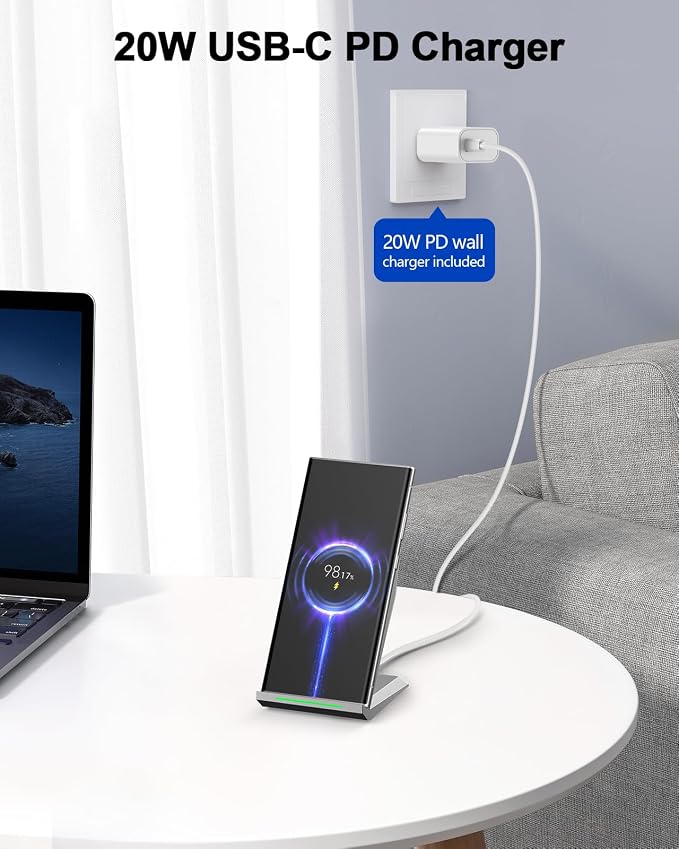 NANAMI Fast Wireless Charger, Qi Certified Charging Stand 7.5W Compatible - Image 2