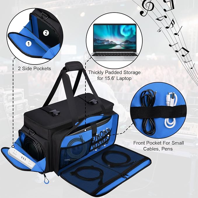 Large Dj Cable Bag with Laptop and Microphone Pocket, Dj Bag - Image 3