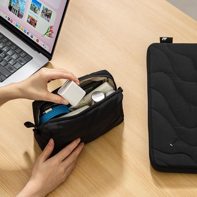 tomtoc Electronics Organizer Travel Case, Soft Puffy Organizer Bag Birthday - Image 6