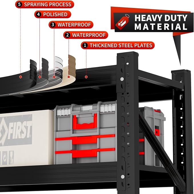 5000LBS Storage Shelves, 4 Tier Metal Garage Shelves Industrial Shelving - Image 6