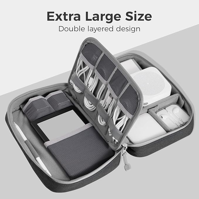 pack all Electronic Organizer Plus, Larger Capcity Cable Organizer Bag - Image 5